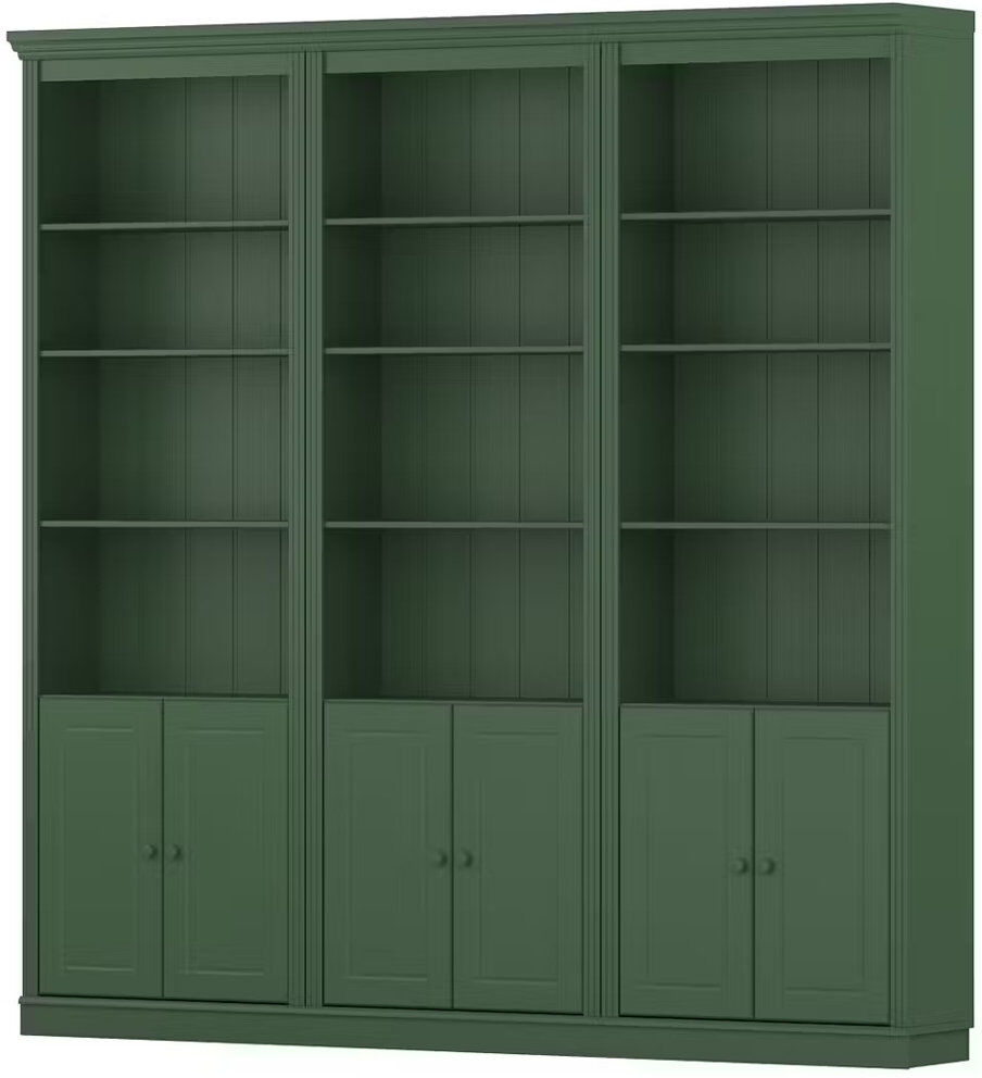 Rosalind Wheeler Delyliah 223 cm H x 222 cm W Library Bookcase Green/Lacquer 223cm H X 222cm W X 37cm D