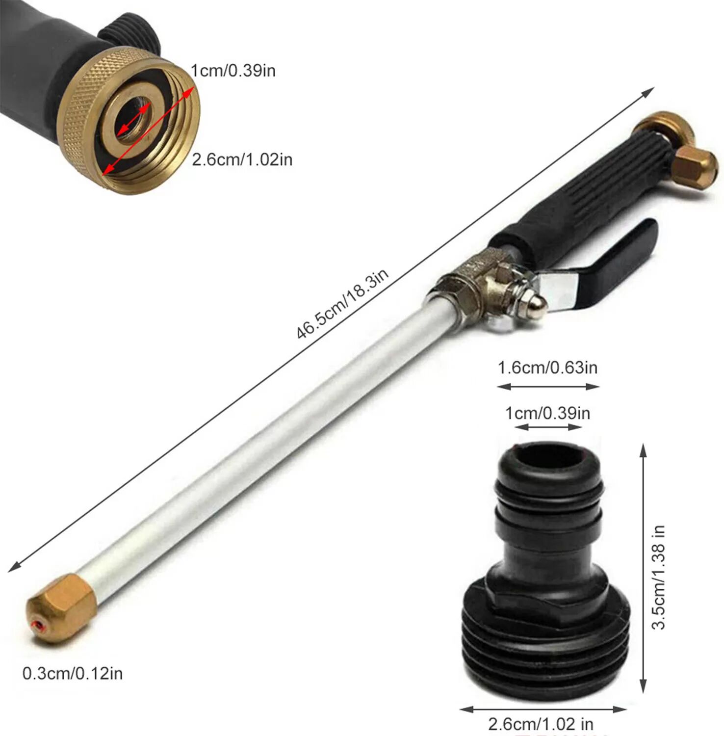 INF Jet Power Washing Nettoyeur haute pression pour tuyau d'arrosage 2 buses 3/4" Le noir