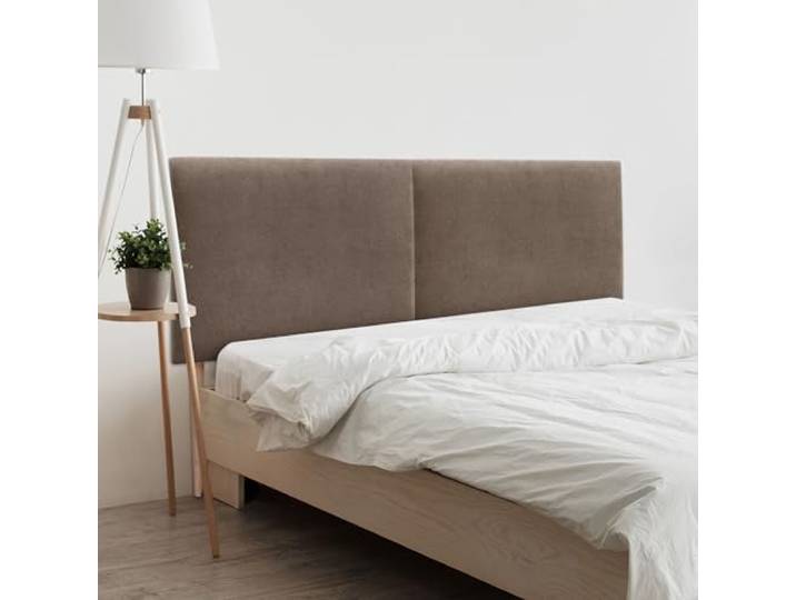 DHOME Gepolstertes Kopfteil Glatt aus Aqualine-Stoff mit Beinen Höhe 70 cm Stärke 4 cm und 8 cm für Wand Akustische Kopfteile Schallabsorbierend (Braun, 210cm Dual, Stärke 4cm)