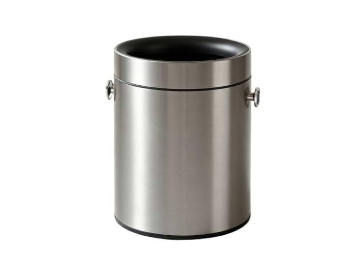 SilkRZlsss Mülleimer Aus Edelstahl, Offen, Rund Abfalleimer Mit Breitem Abfalleimer, Mülleimer Küche Mit Inneneimer Und Haltering(Silver,Large)
