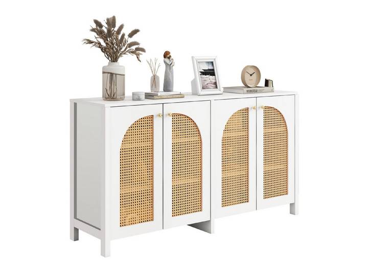 Merax Sideboard, Kommode mit verstellbaren Einlegböden,Anrichte,Rattantüren