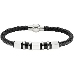 Lederarmband BRUNO BANANI "Schmuck", schwarz (edelstahlfarben, schwarz), Armbänder, Damen, 21cm, Edelstahl Leder, Edelstahl, Leder, Lederarmband
