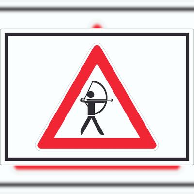 HB-Druck Achtung Bogenschießen Aufkleber Symbol A3 (297x420mm)
