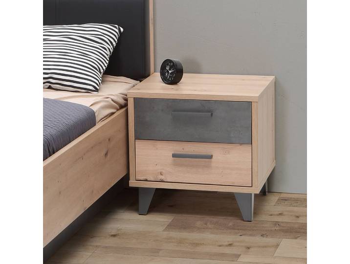 Nachtkommode Waterford 50 x 48 x 42cm Braun/Grau/Eiche Artisan Dekor/Anthrazit