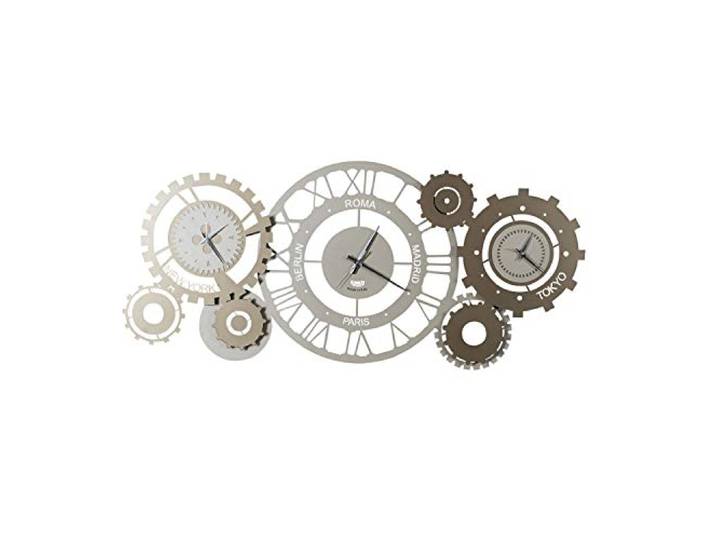 Arti e Mestieri Fuso Meccanico Horloge Murale fuseaux horaires Chiffres Romains\, Couleur Sable Bronze\, Beige