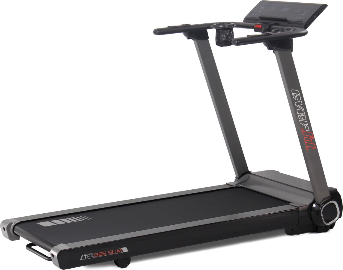 Everfit TFK 855 Slim, 120 kg, 0,8 km/h, 20 km/h, Geschwindigkeit, Zeit, Distanz, Neigung, Kalorien, Pulse rate, Step counter, 1 Benutzer, Schwarz, Grau