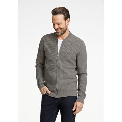 Cardigan BISON "Cardigan Comfort Fit", Herren, Gr. XL, beige (stone mel), Obermaterial: 100% Baumwolle, unifarben, Strickjacken