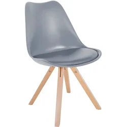 CLP Stuhl Sofia Kunststoff Square   Farbe: grau, Gestell Farbe: natur (eckig)