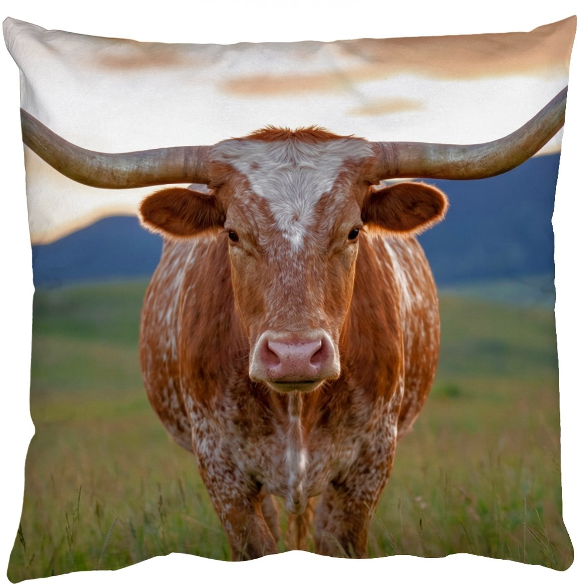 PillowMonkey Sierkussen Longhorn Landschap Zonsondergang 60x60 cm