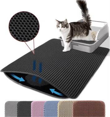 Inspire Picks Litter Mat Cat Litter Mat With Double Layer Waterproof Design For Cleaner Floors black l 45x60cm
