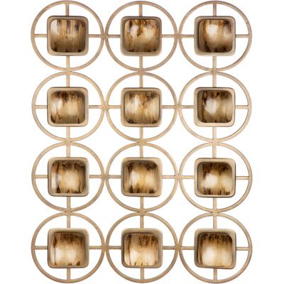 Wanddekoobjekt GILDE "Wandrelief rechteckig Geometrie", beige (goldfarben), B:61,5cm H:82cm T:2,5cm, Metall, Wanddekoobjekte, Wandrelief, Geometrie, Wanddekoration, Kreismotiv, Dekoration modern