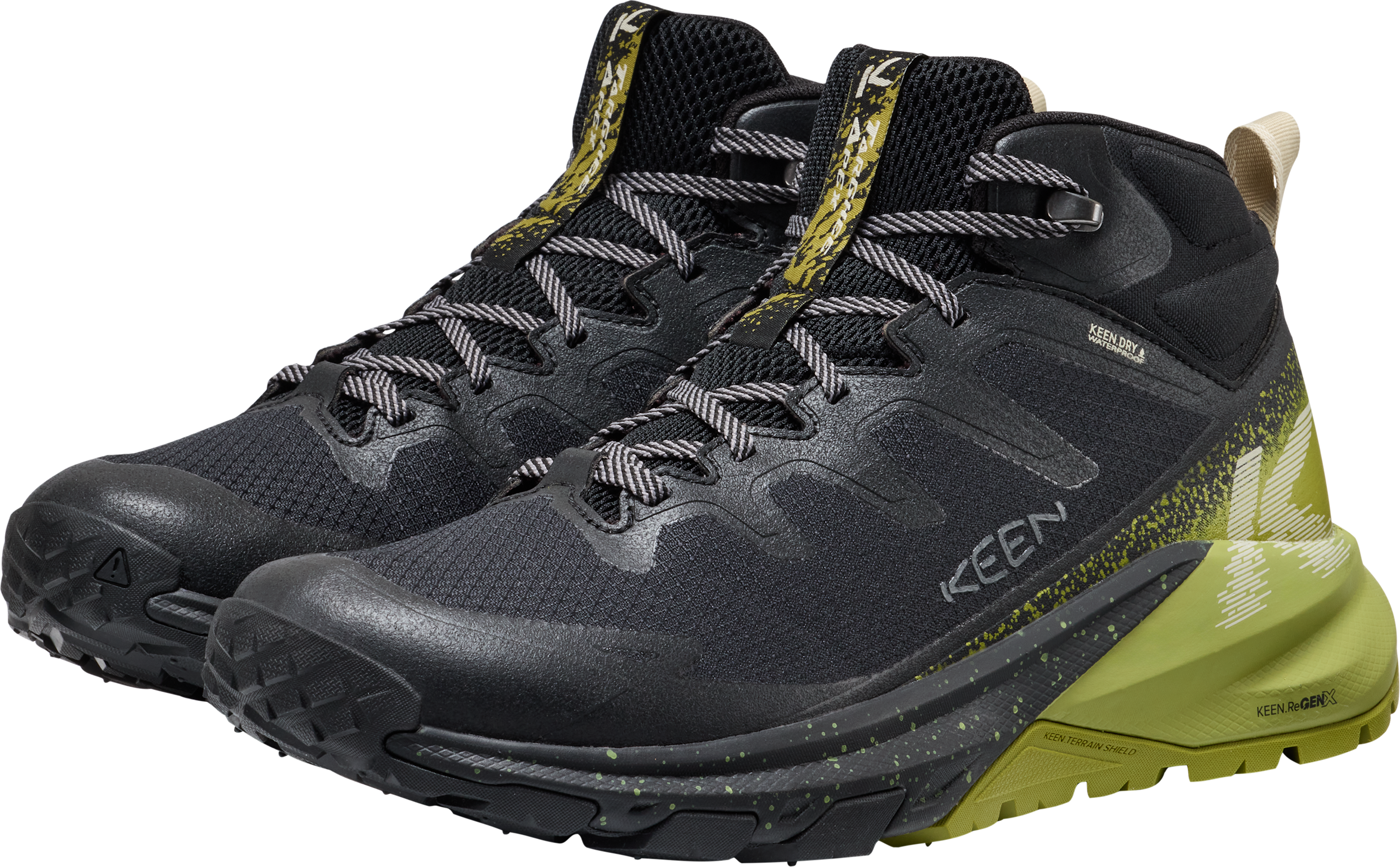 Outdoorschuh KEEN "TARGHEE APEX MID WP", Herren, Gr. 47, Synthetik, schwarz (schwarz, golden cypress), Schuhe Outdoorschuh, wasserdicht schwarz, golden cypress 47, Synthetik