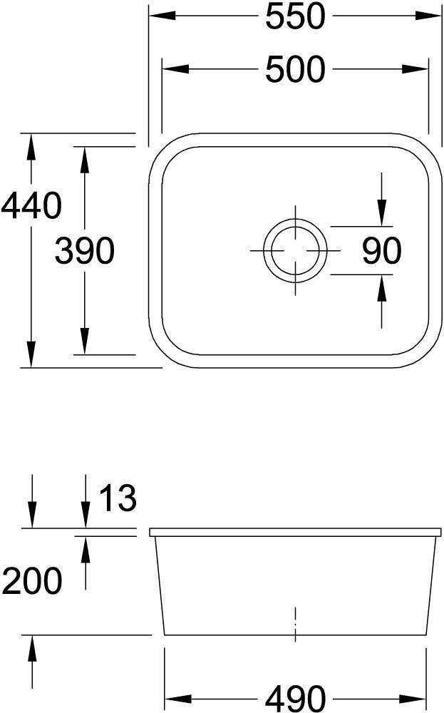 Villeroy & Boch 670602KR U-Bau-SP Cisterna 60C 550x440mm