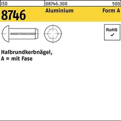 Halbrundkerbnagel ISO 8746 Fase 2x 5 Aluminium 500 Stück
