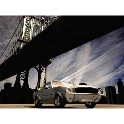Fototapete PAPERMOON "Auto unter Brücke", bunt, B:4,5m L:2,8m, Vlies, Tapeten