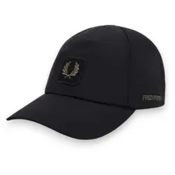 Fred Perry für Herren. HW3385 Schwarze Kappe aus Nylon mit Knittereffekt (OSFA), Lässig, Polyamid, Nachhaltig