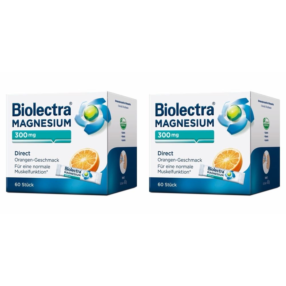Biolectra Magnesium 300 mg Direct Orange Sticks 2x 2x60 St Pellets