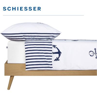 Bettwäsche SCHIESSER "Marina, maritime Momente in frischer Farbkombination", blau (weiß, marine), B/L: 135cm x 200cm, 1 Stk., 1 Stk., Renforcé, B/L: 80cm x 80cm, 2 Stk., Renforcé, Obermaterial: 100% Baumwolle, Bettwäsche, Bettwäsche, OEKO-TEX MADE...