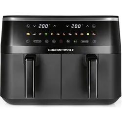 Gourmetmaxx FryUp XL Vertikaler Doppelkammer-Heissluftfritteuse, Fritteuse, Schwarz, Silber