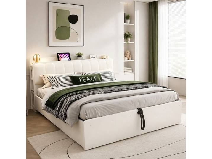 Lit Coffre 180x200 avec rangement - Blanc