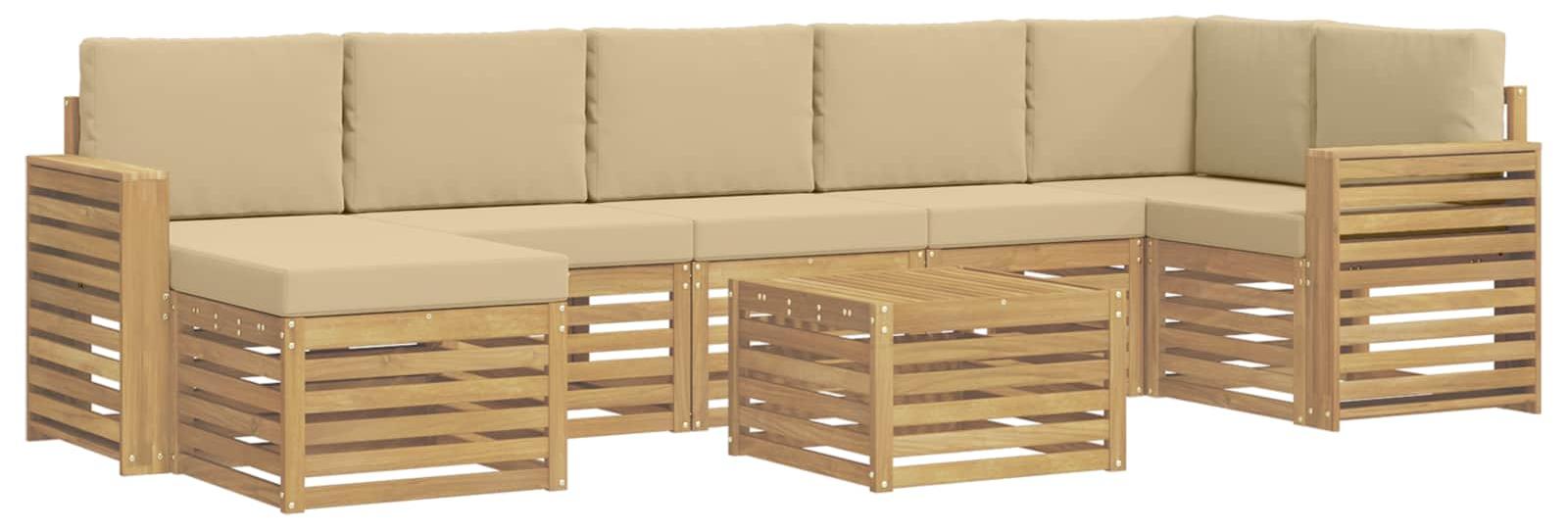 Garnitur aus 8 Outdoor-Sofas, Farbe Beige, Material: Polyester