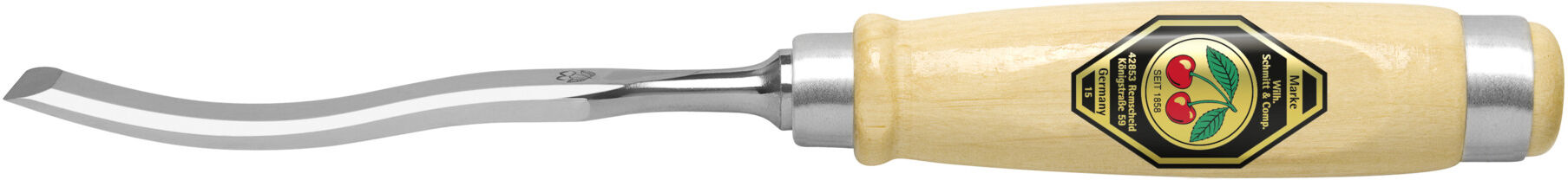 Kirschen Stechbeitel mit Weißbuchenheft geschwungene Form, 16 mm (1051016)