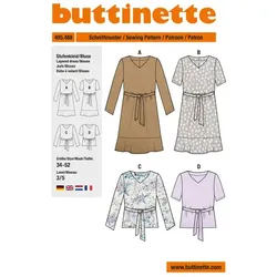 buttinette Schnitt "Stufenkleid & Bluse" für Damen