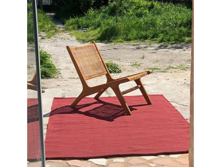 Tapis rectangulaire en fibres recyclées tissé main terracotta ind
