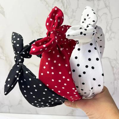 Uplifted Finds 3pcs Vintage Polka Dot Headband Set black + Red + White
