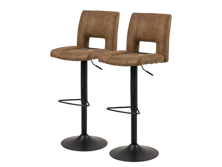 Chaises de bar Selina - Lot de 2 42 x 115 x 52cm Microfibre Prema: Marron