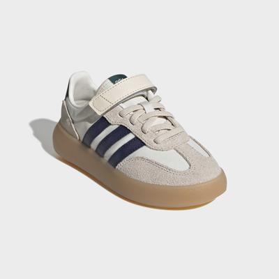 Sneaker ADIDAS SPORTSWEAR "BARREDA DECODE KIDS", Mädchen, Gr. 35, beige (sanftes weiß, collegiate navy, collegiate grün), Leder, Textil, Schuhe Sneaker, inspiriert vom Design des Handball Spezial, für Kinder & Jugendliche