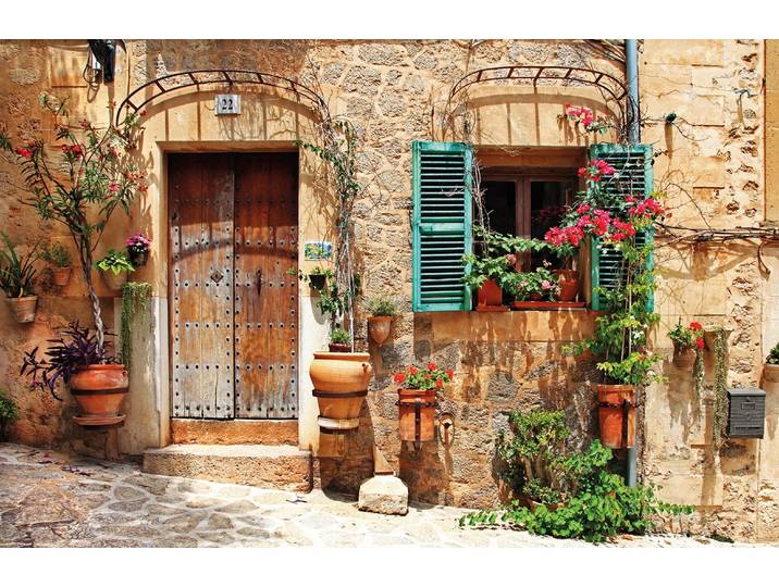 Fototapete PAPERMOON Charming Street , bunt, B:3,5m L:2,6m, Vlies, Tapeten, Fototapete