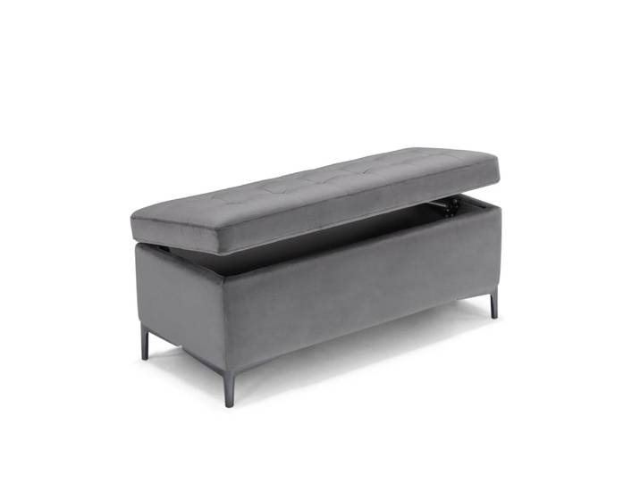 Banc rangement fabriqué en Italie matelassé en velours gris 110x50 cm