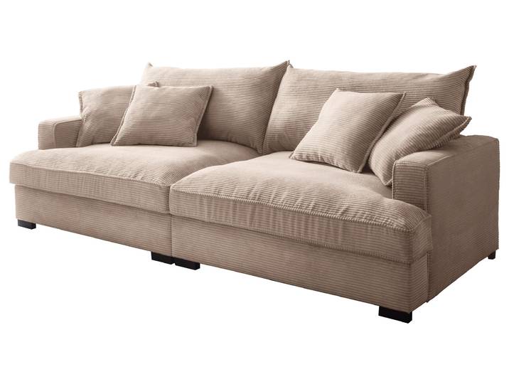 Big Sofa Cord beige - 242 cm - Nosagunterfederung - TRIBECCA