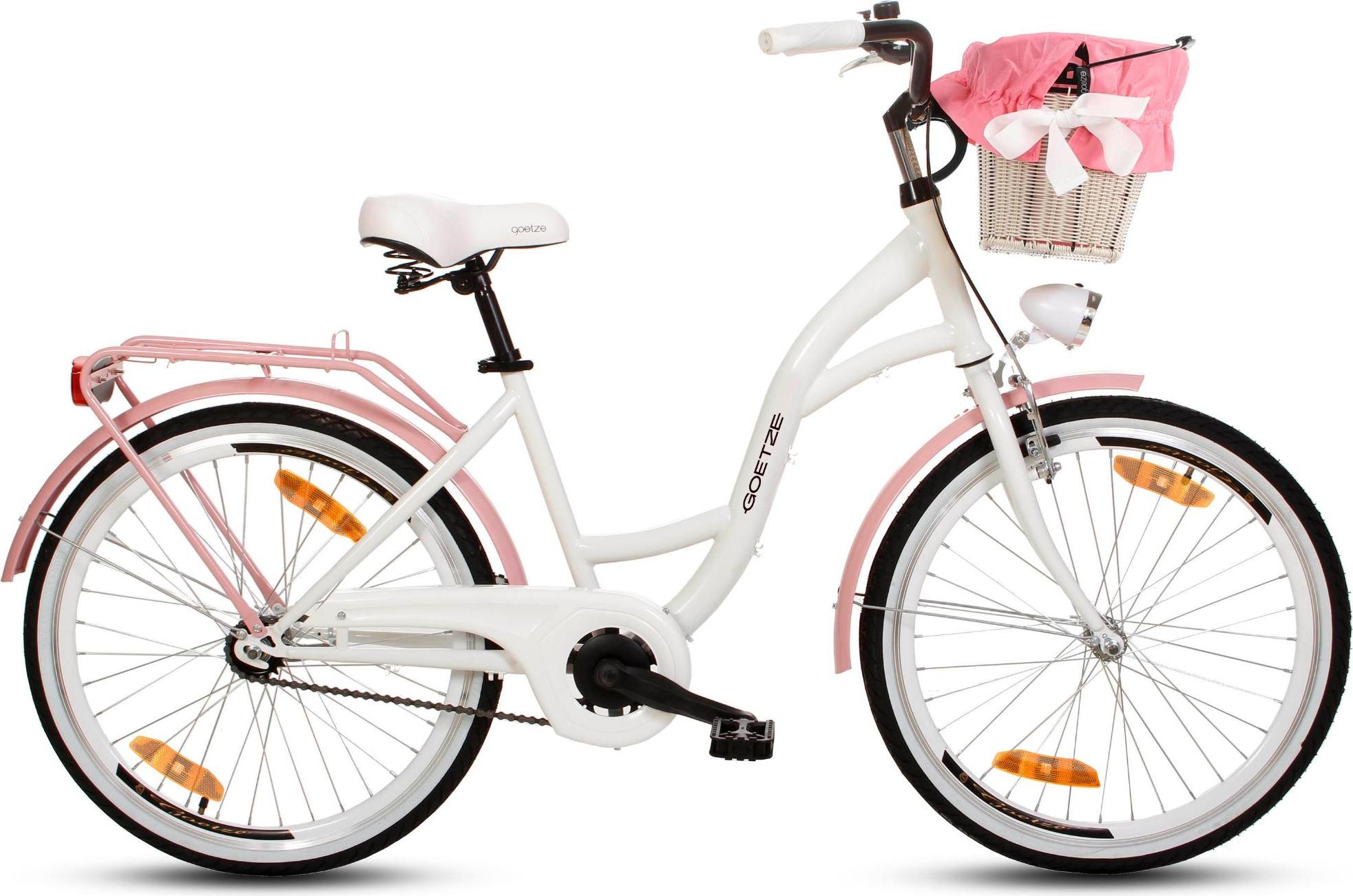 Goetze Style 24 Zoll Kinder Citybike, 14 Zoll Tiefeinsteigerrahmen, 1-Gang, Rücktritt, V-Bremse, LED, Rattankorb