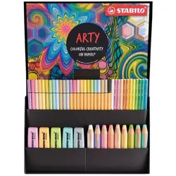 Stifte-Set – STABILO ARTY Creative Set Pastel – 50er Pack – Textmarker, Multitalentstifte, Aquarell-Buntstifte, Fineliner & Premium-Filzstifte