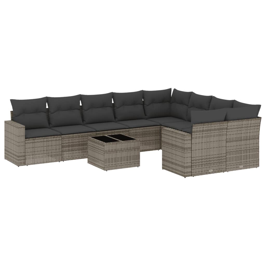 Modulares Gartensofa-Set, Grau, mit Kissen, Stauraum und wasserabweisenden Beuteln, aus PE-Rattan, Stahl und Hartglas, UV-beständig