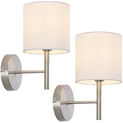Lux.Pro, Deckenleuchte, Wandleuchte 2er Set Winsford Silberfarben / Weiss (E14)