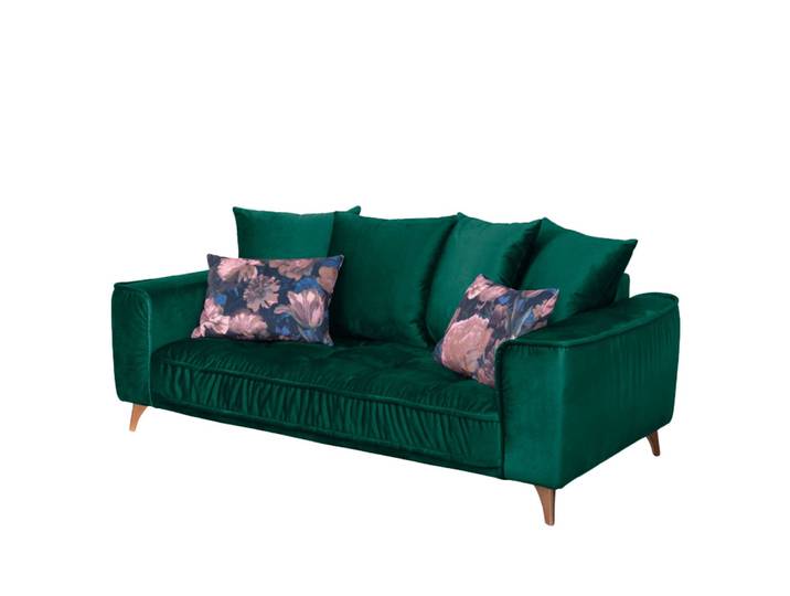 Sofa 2-Sitzer Grün/Dunkelgrün Material: Textil 204 x 106 x 92cm Glamour