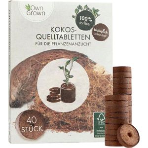 OwnGrown Quelltabletten BEGR-300151, 40 Stück, Ø 34 mm, aus Kokos, torffrei