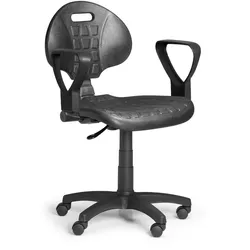 Arbeitsstuhl aus PU-Schaum mit Armlehnen, Dauerkontakt-Rückenlehne, für weiche Böden
