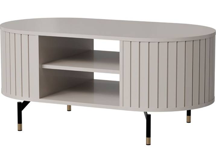 Selsey Zante - Table basse ovale avec plateau\, gris-beige\, 104x56 cm