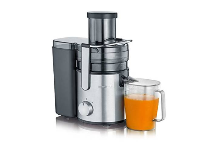 SEVERIN Entsafter, elektrische Saftmaschine mit einfacher Bedienung, XXL-Auffangbehälter für vitaminreiche Obst- und Gemüsesäfte, 1.1L Saftbehälter, Edelstahl-Schwarz, Küchengeräte, 800 W, ES 3570