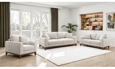 Esofastore Mid Century Modern Light Gray Finish Living Room Sofa Set