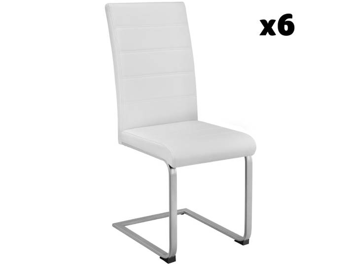 Lot de 6 chaises style scandinave housse en cuir synthétique blanc