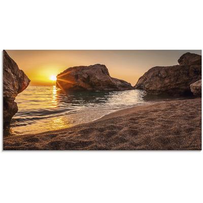 Glasbild ARTLAND "Sonnenuntergang und Strand", beige (farbe bild(er): naturfarben), B:100cm H:50cm, Bilder, in verschiedenen Größen