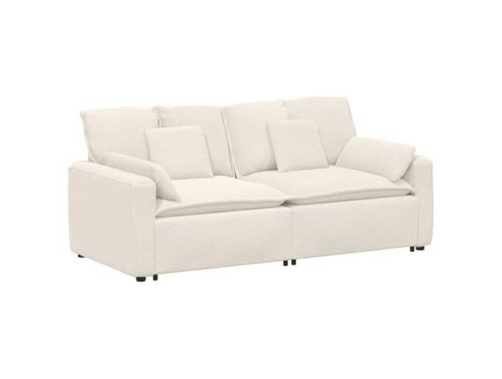 Makastle Modulares Sofa mit Kissen Creme 224x105x64 cm