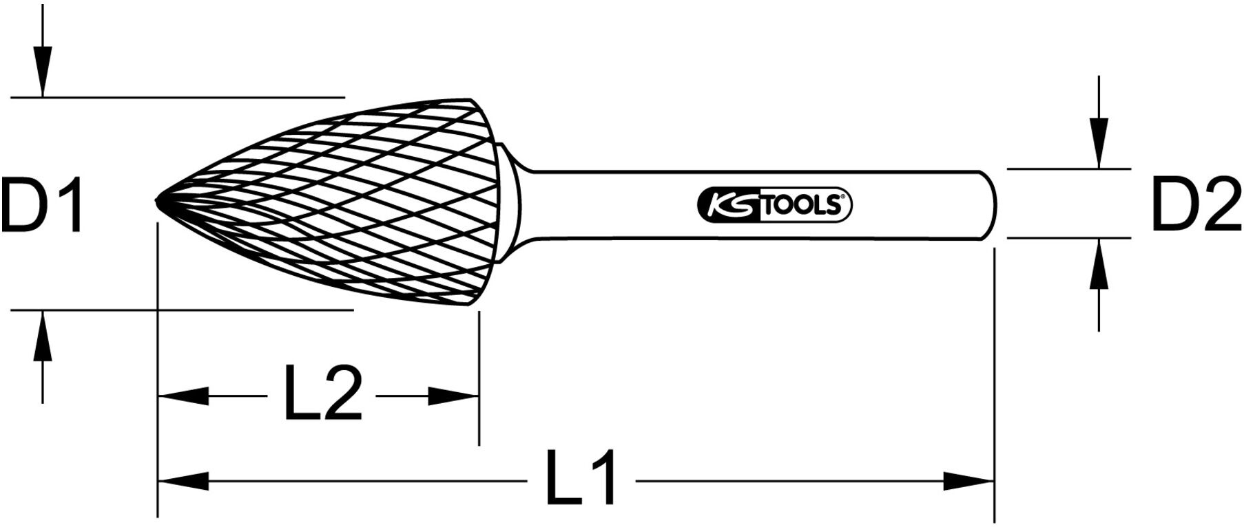 KS Tools HM Spitzbogen-Frässtift Form G, 3mm (515.3251)