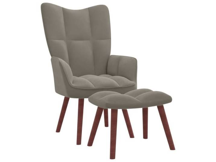 Star Market® Luxueux Chaise de relaxation avec repose-pied Gris clair Velours Moderne & Confortable EU64380