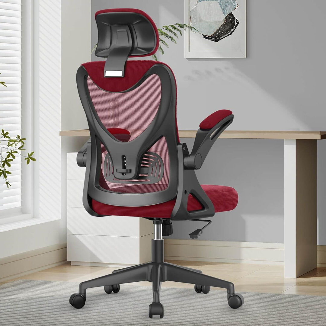Inbox Zero Ergonomic Office Chair, Computer Chair, Mesh Chair Red 119cm H X 59cm W X 52cm D